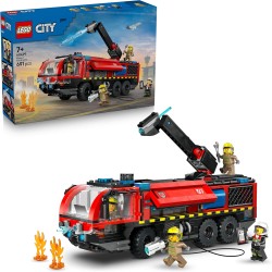 LEGO City 60499 Autopompa dell’Aeroporto - Camion Giocattolo dei Pompieri - Veicolo di Emergenza con 4 Minifigure di Vigili del