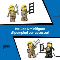 LEGO City 60499 Autopompa dell’Aeroporto - Camion Giocattolo dei Pompieri - Veicolo di Emergenza con 4 Minifigure di Vigili del