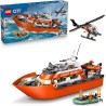 LEGO City 60504 Coast Guard Rescue Boat & Helicopter Toy - Emergency Vehicles Playset w/Model Floating Ship, 5 Minifigures & Do