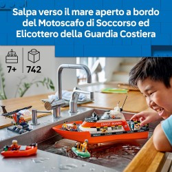 LEGO City 60504 Coast Guard Rescue Boat & Helicopter Toy - Emergency Vehicles Playset w/Model Floating Ship, 5 Minifigures & Do