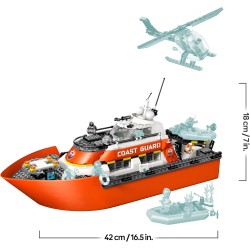 LEGO City 60504 Coast Guard Rescue Boat & Helicopter Toy - Emergency Vehicles Playset w/Model Floating Ship, 5 Minifigures & Do