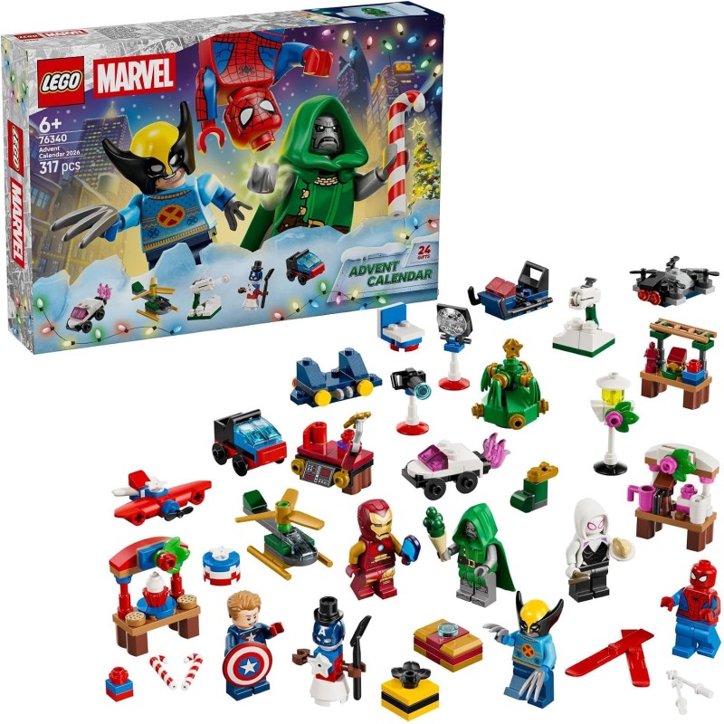 LEGO | 76340 Marvel Calendario dell Avvento 2026 - Giochi per Bambini 6+ per il Countdown di Natale - 24 Sorprese a Tema Supere