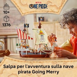 LEGO 75639 ONE PIECE La Nave Pirata Going Merry - Modello di Barca Giocattolo da Esposizione con 5 Minifigure tra cui Luffy, Zo