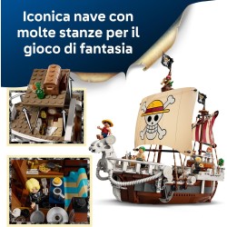 LEGO 75639 ONE PIECE La Nave Pirata Going Merry - Modello di Barca Giocattolo da Esposizione con 5 Minifigure tra cui Luffy, Zo