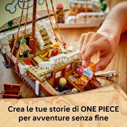 LEGO 75639 ONE PIECE La Nave Pirata Going Merry - Modello di Barca Giocattolo da Esposizione con 5 Minifigure tra cui Luffy, Zo