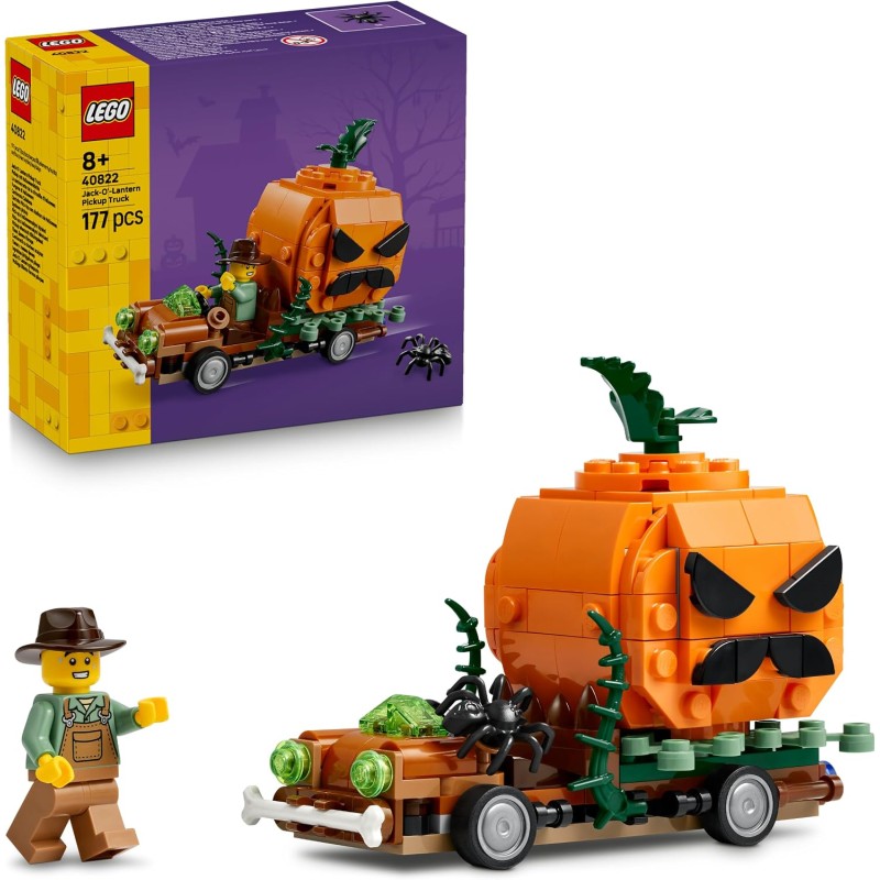 LEGO 40822 Furgone di Halloween Giocattolo - Kit di Arti e Mestieri Fai da Te con Zucca e Minifigure del Contadino - Decorazion