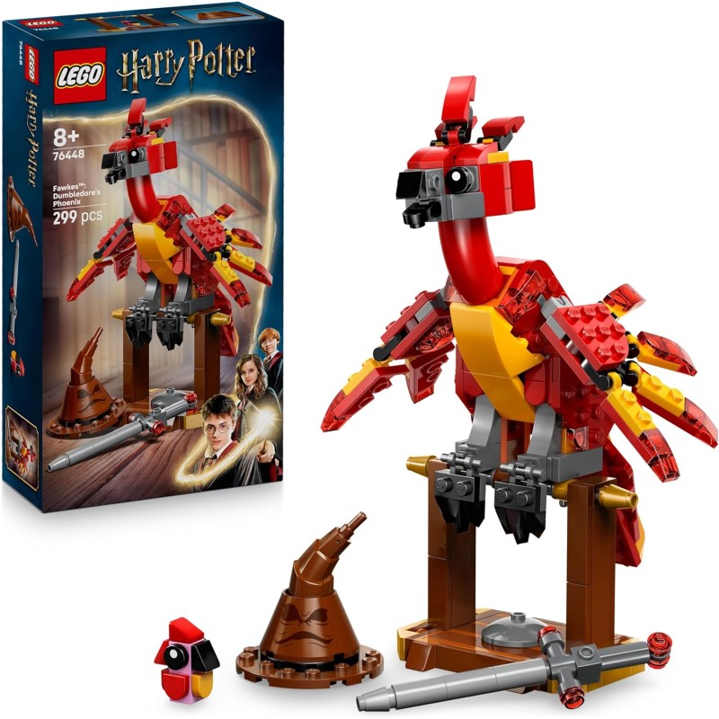 LEGO 76448 Harry Potter Fanny: la Fenice di Albus Silente Giocattolo - Set Play & Display con Figura di Uccello - con Cappello 