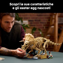 LEGO 77985 Jurassic World Fossili di Dinosauro: Triceratopo - Kit Modellismo per Adulti con Minifigure del Dr. Gerry Harding - 