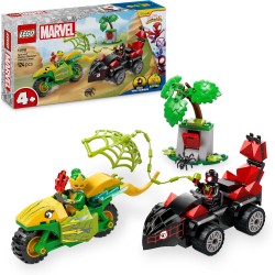 LEGO 11198 Spidey e i Suoi Fantastici Amici Inseguimento sui Dino-Veicoli di Spin ed Electro, Giochi Educativi e di Ruolo da 4 
