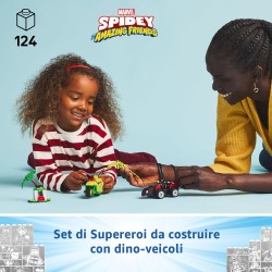 LEGO 11198 Spidey e i Suoi Fantastici Amici Inseguimento sui Dino-Veicoli di Spin ed Electro, Giochi Educativi e di Ruolo da 4 