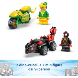 LEGO 11198 Spidey e i Suoi Fantastici Amici Inseguimento sui Dino-Veicoli di Spin ed Electro, Giochi Educativi e di Ruolo da 4 