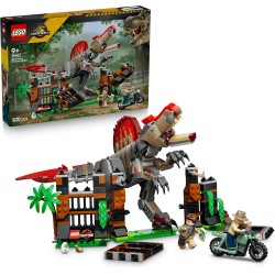LEGO 77982 Jurassic World Fuga dal Dinosauro Spinosauro - Giocattolo Interattivo con una Figura di Dinosauro, una Moto e 2 Mini