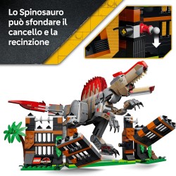 LEGO 77982 Jurassic World Fuga dal Dinosauro Spinosauro - Giocattolo Interattivo con una Figura di Dinosauro, una Moto e 2 Mini