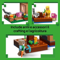 LEGO 21596 Minecraft Attacco al Villaggio dell’Evocatore - Casa Giocattolo con Giardino e 11 Personaggi tra cui Villico Murator
