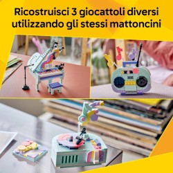 LEGO 31392 Creator 3 in 1: Pianoforte Decorativo con Gatto Giocattolo - Kit Modellismo Retrò Trasformabile in Radio o Giradisch