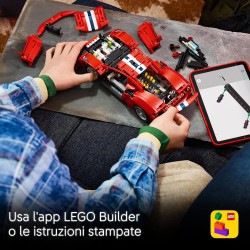 LEGO 42235 Technic Auto Ferrari 488 PISTA - Macchina Giocattolo con Motore V8, Sterzo e Differenziale - Decorazione da Camerett