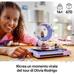 LEGO 43029 Editions La Mezzaluna del Concerto di Olivia Rodrigo - Kit di Modellismo con Giradischi, Vinile e Minifigure - Decor