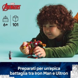 LEGO | 76307 Marvel Mech di Iron Man Contro Ultron - Action Figure Giocattolo Snodabile da Costruire con 2 Minifigure