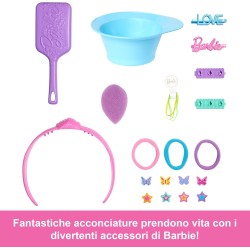 Mattel - Barbie - Styling Head Deluxe, capelli biondi con oltre 20 accessori per acconciature, fermagli per capelli a stella o 