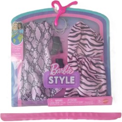 Mattel - Barbie Style Fashion Pack, 2 abiti floreali rosa e viola con accessori per bambola Barbie JJN92