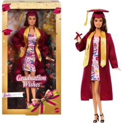 Mattel - Barbie Signature JJX81 - Graduation Wishes, bambola da collezione con toga di laurea bordeaux e cappello con nappina d