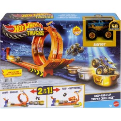 Hot Wheels Monster Trucks Sfida trofeo gira e capovolgi Playset