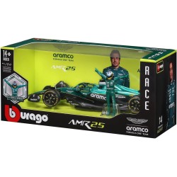 Bburago - Aston Martin AMR25 Alonso, Modello Scala 1:24, Figure Pilota