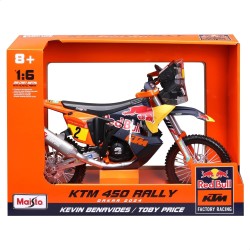 Maisto - Red Bull KTM 450 Rally Dakar 2024, Modellino Moto Diecast 1:6, Replica Rally con Livrea Ufficiale, Dettagli Realistici