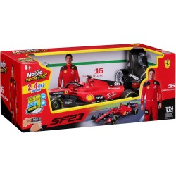 MAISTO TECH Veicolo Radiocomandato Ferrari SF-23 Leclerc Scala 1:24, RC 2,4 GHz con Batteria al Litio e Sterzo Semi Proporziona