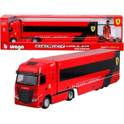 BBURAGO Iveco S-Way 570 Racing con Ferrari SF-24 #16 Leclerc, Set Diecast in Scala 1:43, Bisarca Dettagliata con Auto F1, Licen
