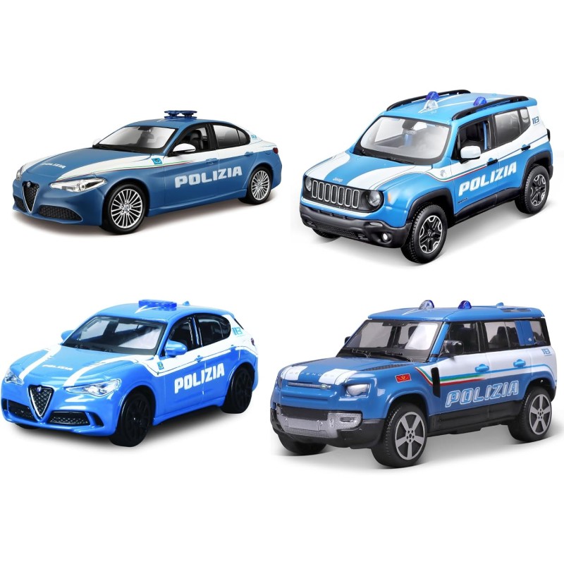 BBURAGO - Auto Polizia - Modellino Realistico Auto in Scala 1:43 (Scelta Casuale tra i Modelli Disponibili), Licenza Ufficiale 