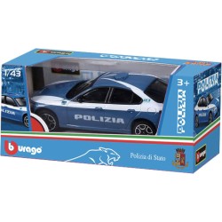 BBURAGO - Auto Polizia - Modellino Realistico Auto in Scala 1:43 (Scelta Casuale tra i Modelli Disponibili), Licenza Ufficiale 