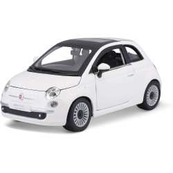 Bburago - Fiat 500 (2007) Bianco, Auto Diecast in Scala 1:24, Replica Dettagliata con Porte e Cofano Apribili, Licenza Ufficial