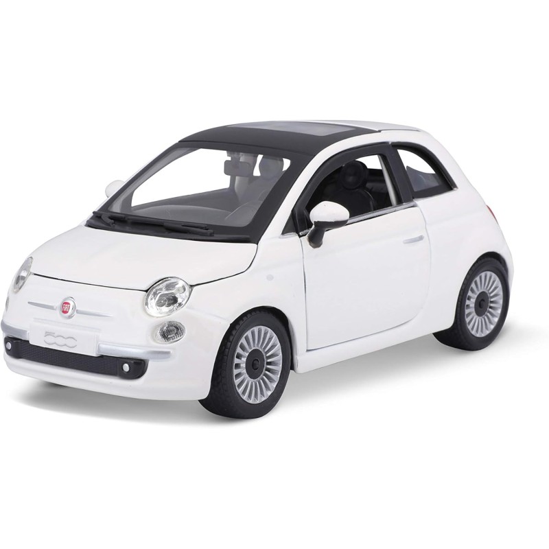 Bburago - Fiat 500 (2007) Bianco, Auto Diecast in Scala 1:24, Replica Dettagliata con Porte e Cofano Apribili, Licenza Ufficial