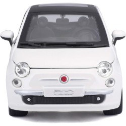 Bburago - Fiat 500 (2007) Bianco, Auto Diecast in Scala 1:24, Replica Dettagliata con Porte e Cofano Apribili, Licenza Ufficial
