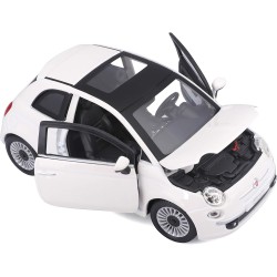 Bburago - Fiat 500 (2007) Bianco, Auto Diecast in Scala 1:24, Replica Dettagliata con Porte e Cofano Apribili, Licenza Ufficial