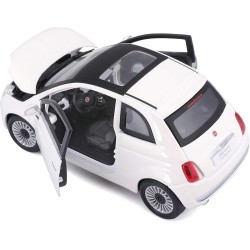 Bburago - Fiat 500 (2007) Bianco, Auto Diecast in Scala 1:24, Replica Dettagliata con Porte e Cofano Apribili, Licenza Ufficial