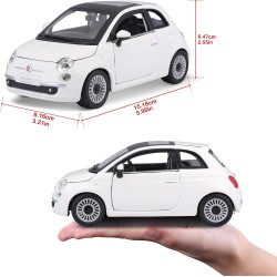Bburago - Fiat 500 (2007) Bianco, Auto Diecast in Scala 1:24, Replica Dettagliata con Porte e Cofano Apribili, Licenza Ufficial