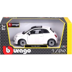 Bburago - Fiat 500 (2007) Bianco, Auto Diecast in Scala 1:24, Replica Dettagliata con Porte e Cofano Apribili, Licenza Ufficial