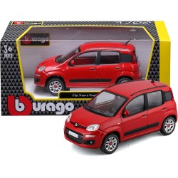 BBURAGO Fiat Panda - Modellino Realistico Auto in Scala 1:24, Licenza Ufficiale Fiat, Disponibile in Rosso e Bianco, Età Consig