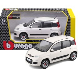 BBURAGO Fiat Panda - Modellino Realistico Auto in Scala 1:24, Licenza Ufficiale Fiat, Disponibile in Rosso e Bianco, Età Consig