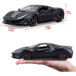Bburago Ferrari 488 Pista (2018): modello auto in scala 1:24, Ferrari Race & Play serie, porte mobili, blu (18-26026B)