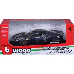 Bburago Ferrari 488 Pista (2018): modello auto in scala 1:24, Ferrari Race & Play serie, porte mobili, blu (18-26026B)