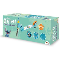 Smoby - Monopattino 2 ruote Stitch, struttura in metallo, manubrio regolabile in altezza, freno posteriore e impugnature di sic