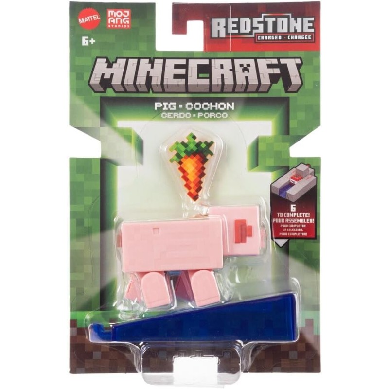 Mattel - Minecraft Redstone Charged Series Pig - Action figure da 8,3 cm