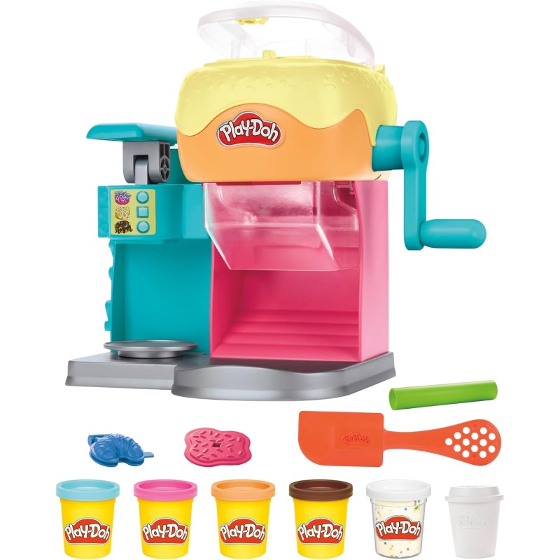 Hasbro Play-Doh Negozio di ciambelle, set di pasta modellabile, giocattolo a forma di cibo, attività creative per bambini dai 3