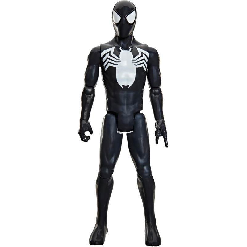 Hasbro - SPIDER-MAN Marvel Titan Series, Action figure Deluxe in costume nero da 30 cm, giocattolo di supereroi per bambini dai