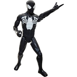 Hasbro - SPIDER-MAN Marvel Titan Series, Action figure Deluxe in costume nero da 30 cm, giocattolo di supereroi per bambini dai