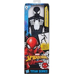 Hasbro - SPIDER-MAN Marvel Titan Series, Action figure Deluxe in costume nero da 30 cm, giocattolo di supereroi per bambini dai