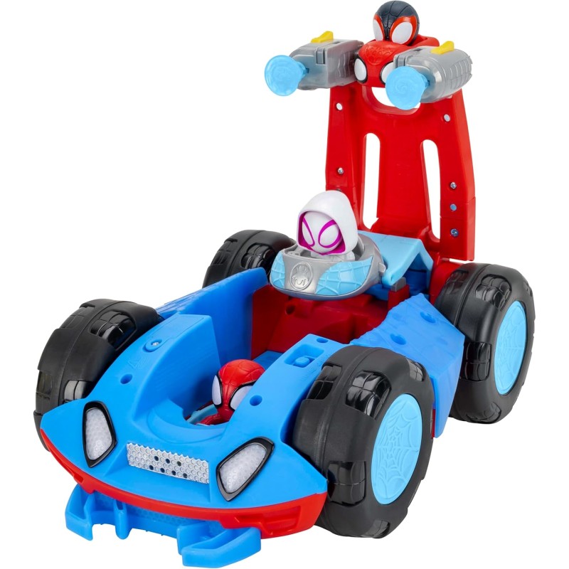 Marvel Spidey and His Amazing Friends Team Spidey Flip and Reveal Cruiser - Veicolo double-face da 27,9 cm con luci, suoni e la